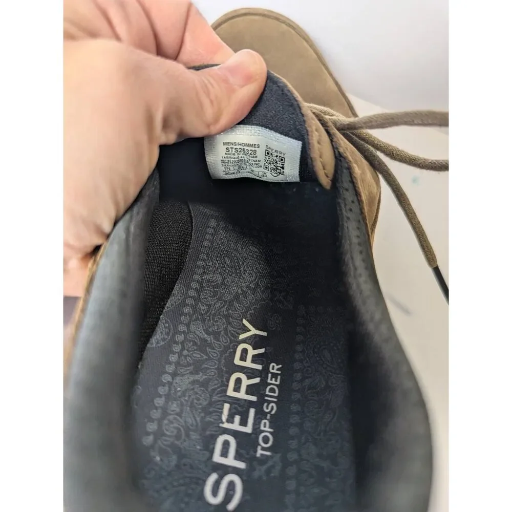 Sperry Topsider Cabo II olive brown leather oxford lace up shoe mens 11.5